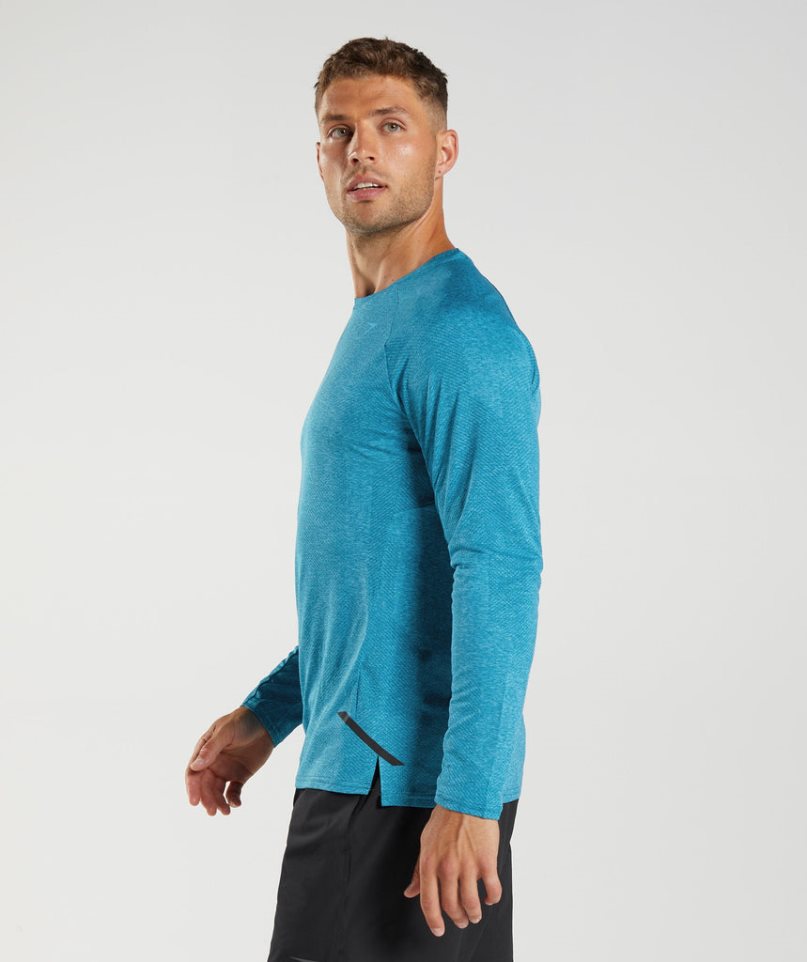 Men's Gymshark Apex Long Sleeve T-Shirts Turquoise | CA A51380